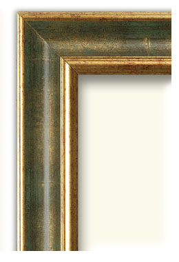 Poster del film adm cornice classica rovesciata oro e verde in vendita